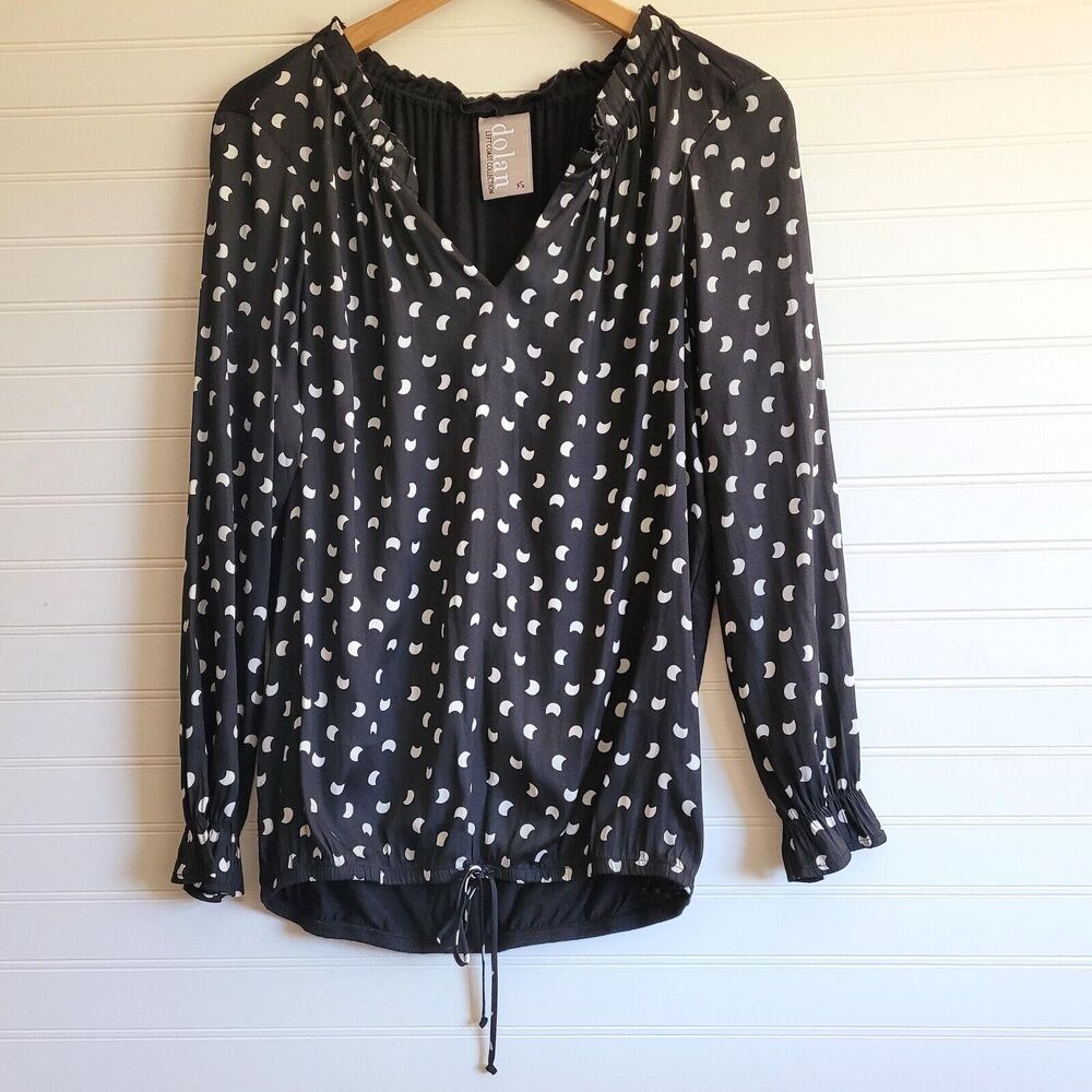 Anthropologie Dolan Left Coast Top Extra Small Black and White Print Tie Waist